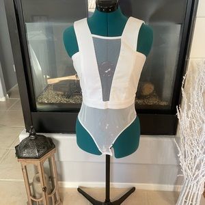 NWT San joy white mesh bodysuit